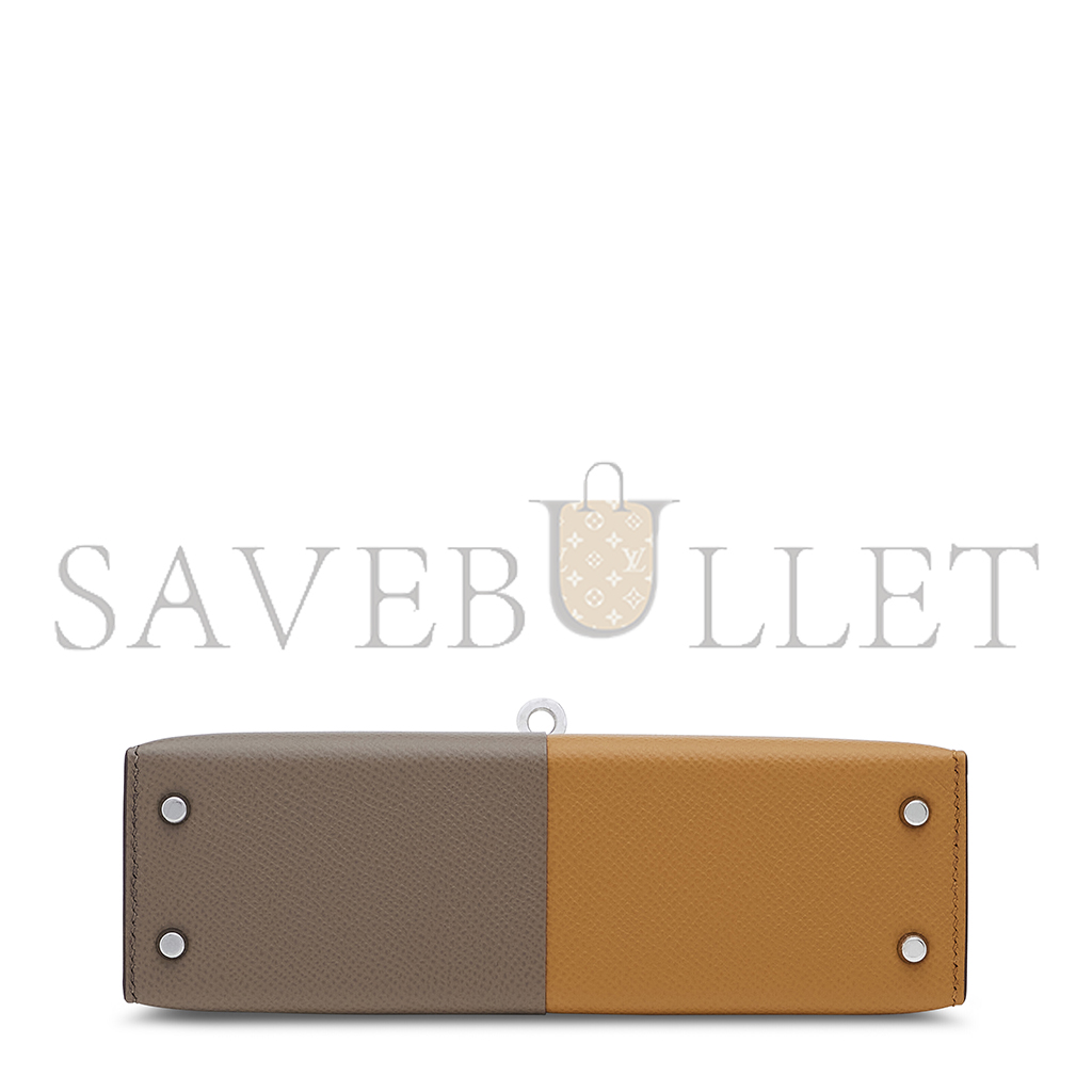 HERMÈS EDITION SESAME, ÉTOUPE & BLEU MINI KELLY II WITH PALLADIUM HARDWARE (19*12*5.5cm)